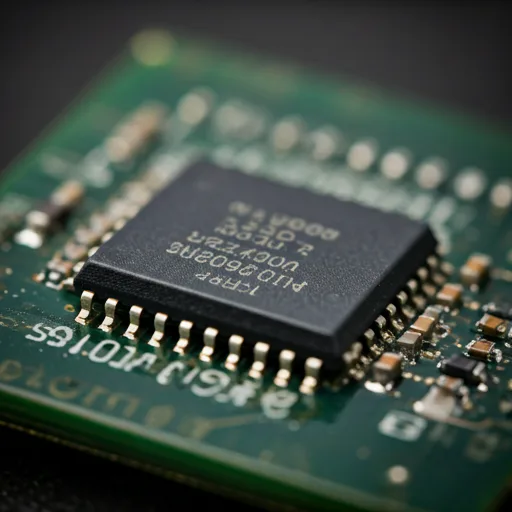 Close-up of a semiconductor integrated circuit